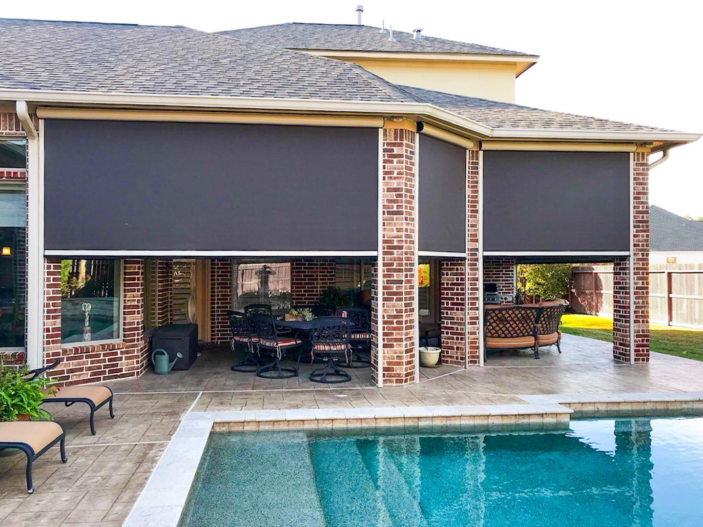 Two-Story Patio Solar Screens installed by Texan Glass in South Houston, TX